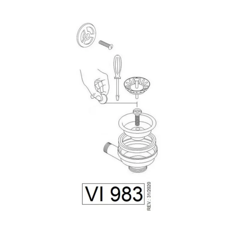 Kit bonde + trop plein en inox doré diam 90 pour évier QUADRILLE