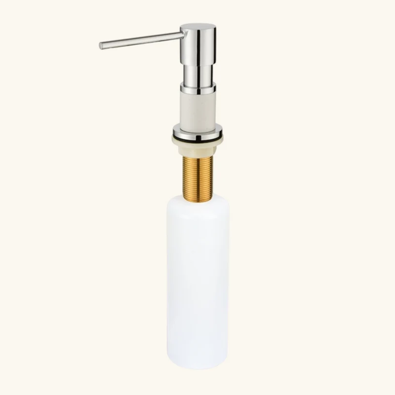 Distributeur savon cuisine encastrable Helika chromé et blanc