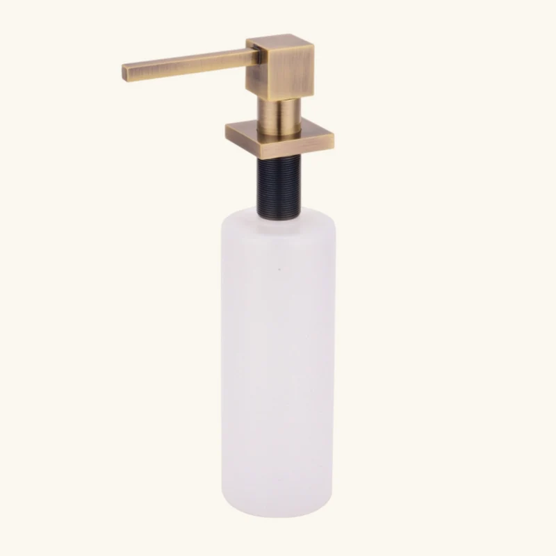 Distributeur savon carré encastrable Helika laiton vieux bronze