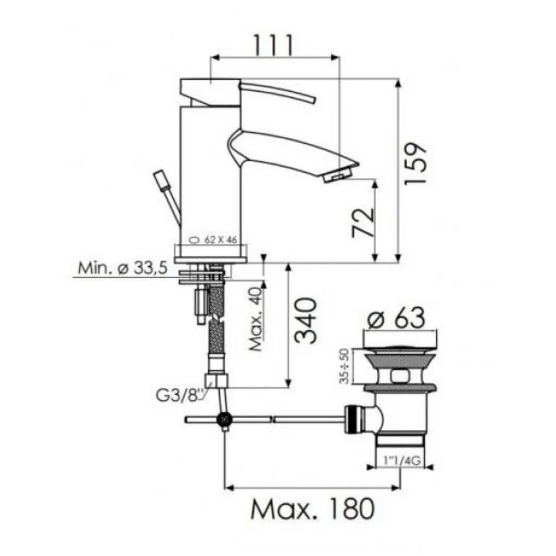 Robinet salle de bain Paffoni ORAGE chromé - robinet pour lavabo de salle de bain