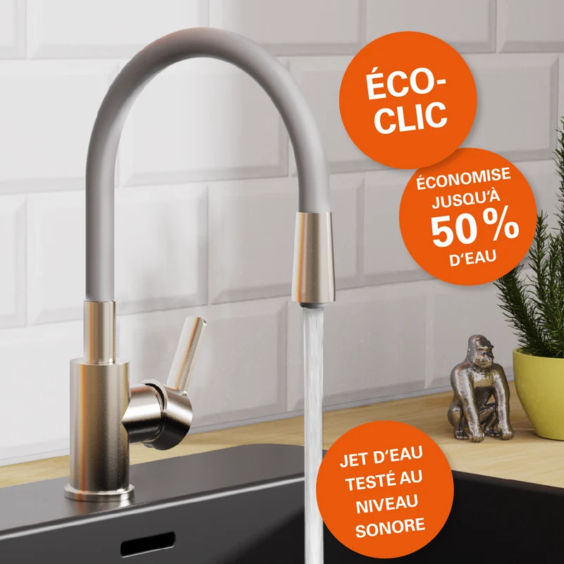 Robinet rabattable gris et inox Eisl FLEXO
