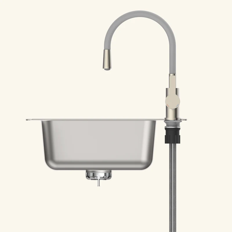 Robinet rabattable gris et inox Eisl FLEXO