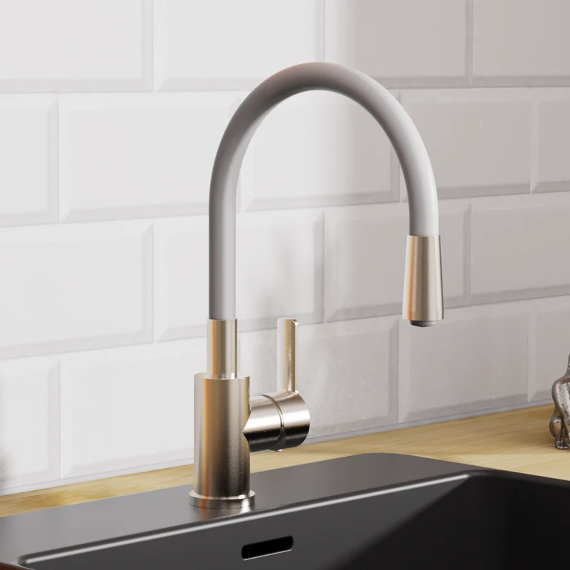 Robinet rabattable gris et inox Eisl FLEXO