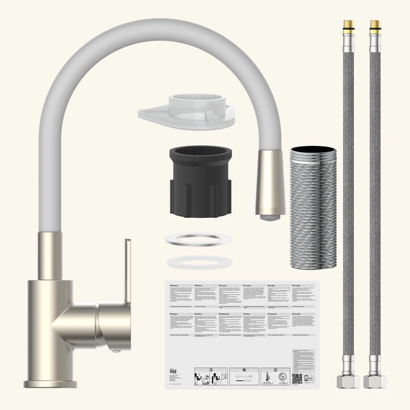 Robinet rabattable gris et inox Eisl FLEXO
