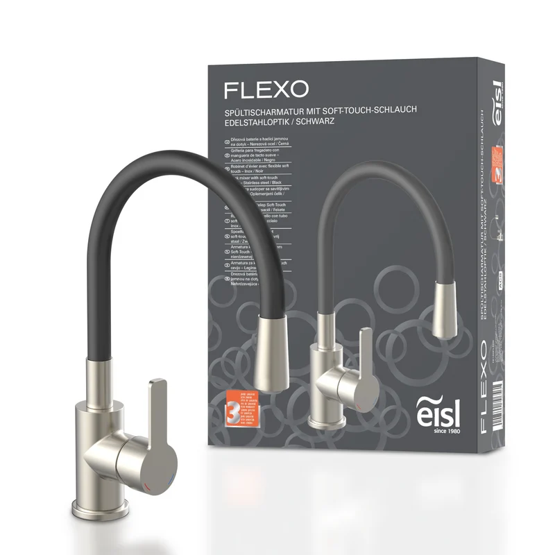 Robinet rabattable noir et inox Eisl FLEXO