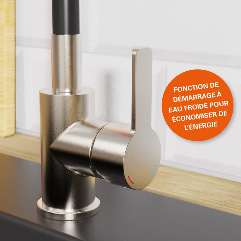Robinet rabattable noir et inox Eisl FLEXO