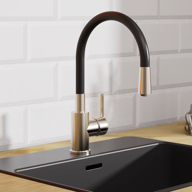 Robinet rabattable noir et inox Eisl FLEXO