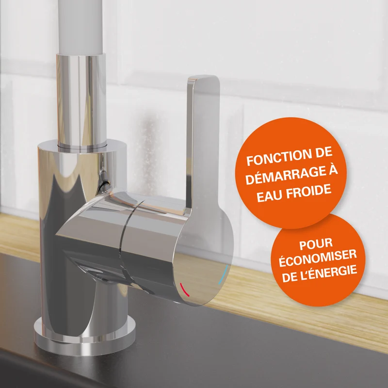 Robinet rabattable gris et chromé Eisl FLEXO