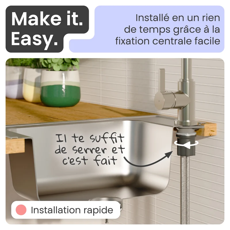 Robinet mitigeur cuisine Instmaier LEONA inox