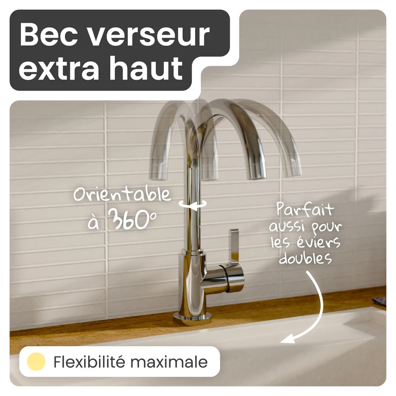Robinet mitigeur cuisine Instmaier LEONA chromé