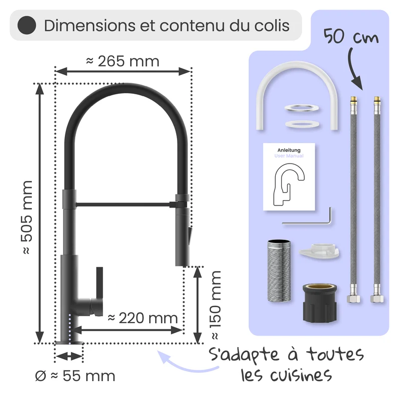 Robinet douchette Instmaier NOVA anthracite