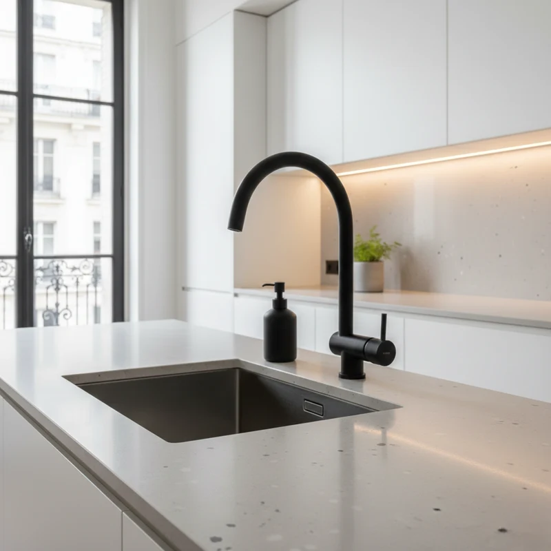 Robinet rabattable Inox PVD noir mat ACHILLE