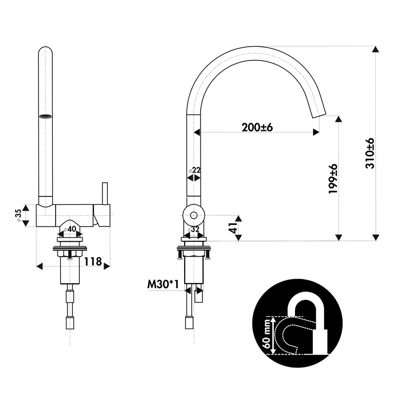 Robinet rabattable inox massif ACHILLE