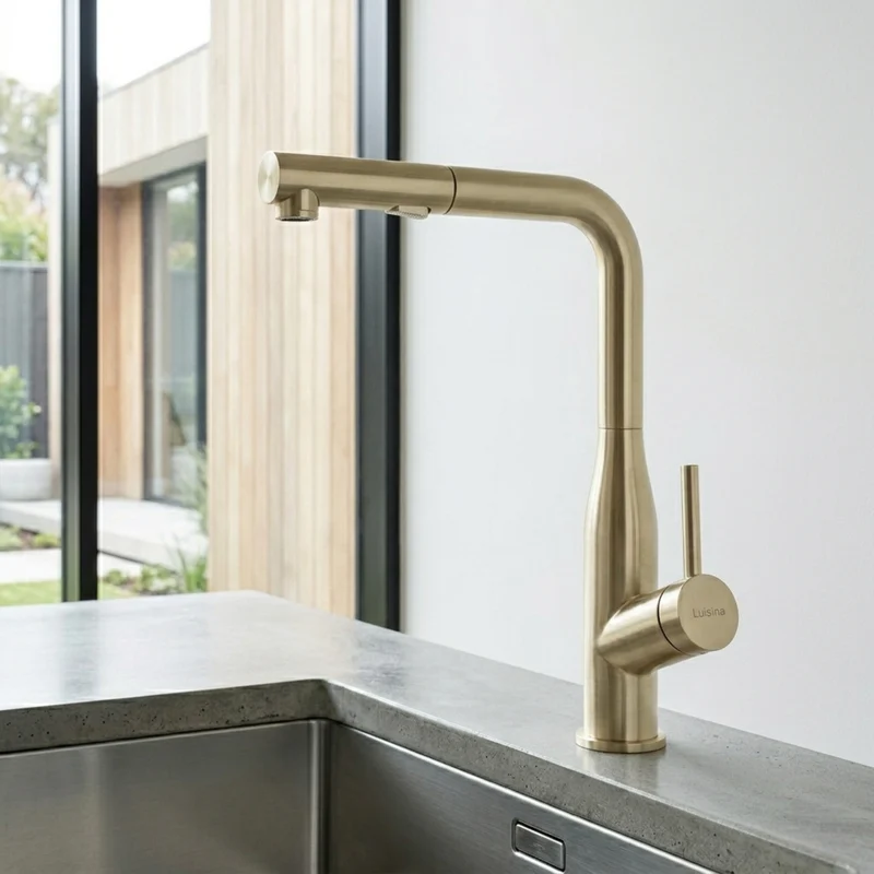 Robinet douchette Luisina inox PVD doré or clair ARCHIE
