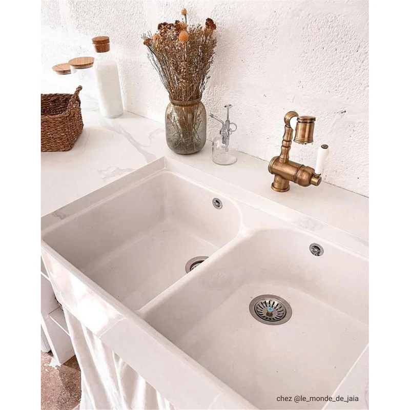Robinet douchette vintage laiton vieux bronze Chambord ADELIN