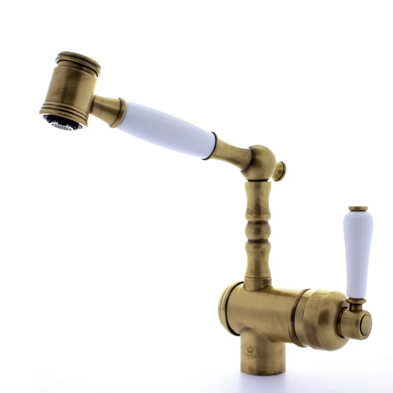 Robinet douchette vintage laiton vieux bronze Chambord ADELIN