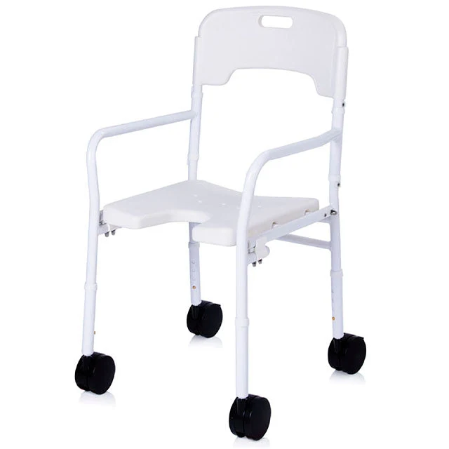 Chaise de douche avec roues et hauteur réglable | Pliable