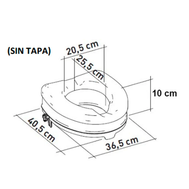 Rehausseur de WC souple de 10 cm sans couvercle pour adultes
