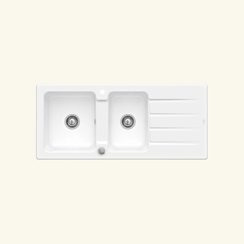 Vidage automatique 2 bacs CUIPD243 pour évier Villeroy & Boch ARCHITECTURA - Siphon gain de place