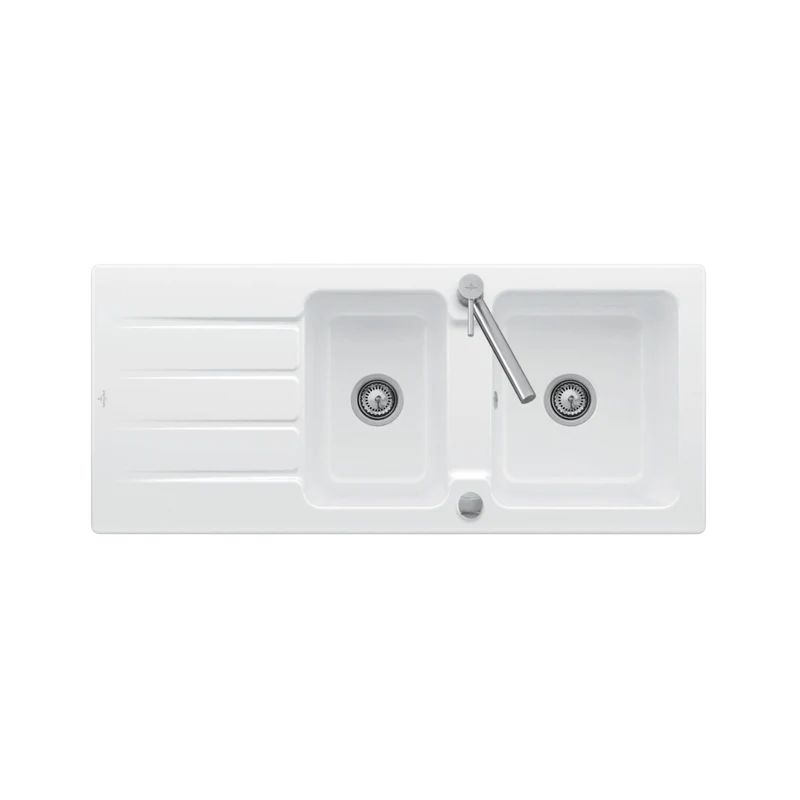 Vidage automatique 2 bacs CUIPD243 pour évier Villeroy & Boch ARCHITECTURA - Siphon gain de place
