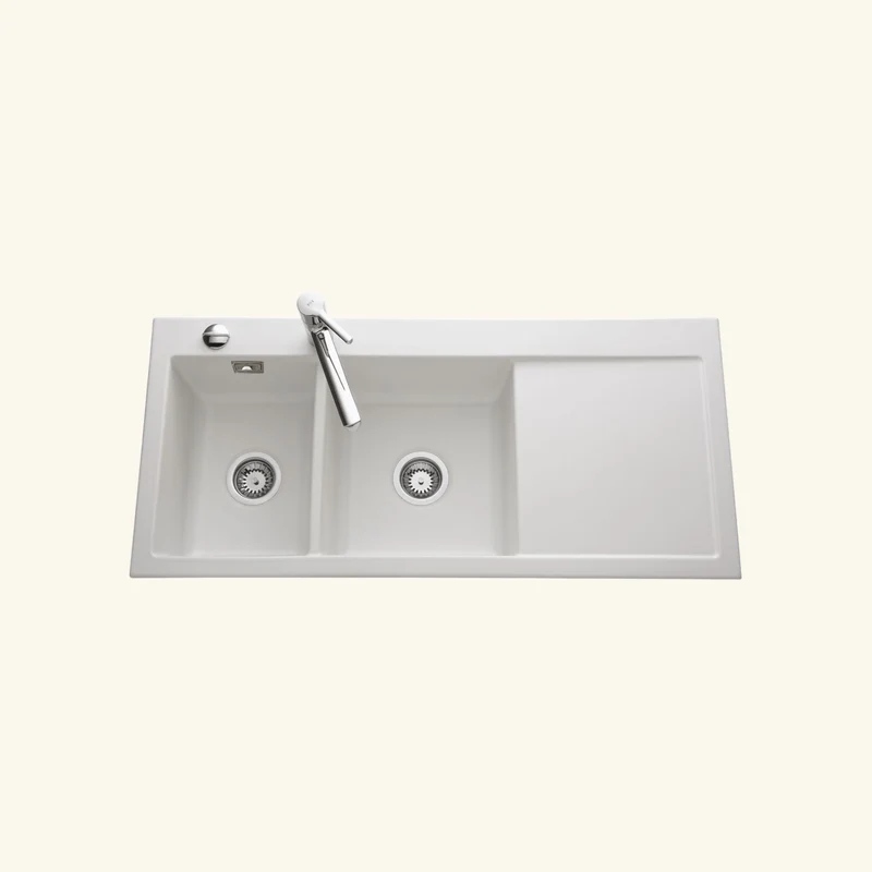 Vidage automatique 2 bacs CUIPD172 pour évier SystemCeram CLEYA - Siphon gain de place