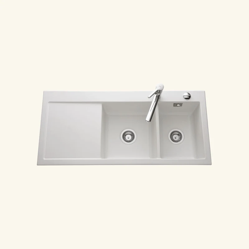 Vidage automatique 2 bacs CUIPD172 pour évier SystemCeram CLEYA - Siphon gain de place