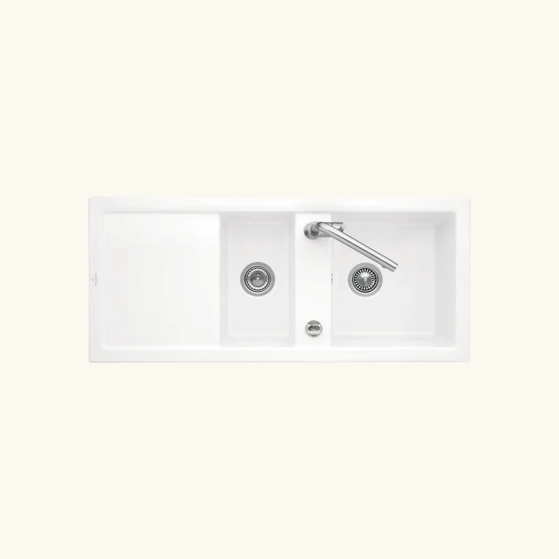 Vidage automatique 2 bacs CUIPD018 pour évier Villeroy & Boch SUWAY PURE - Siphon gain de place