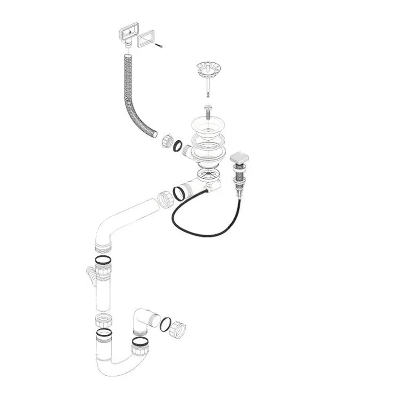Vidage automatique gain de place 1 bac CUIPD033 pour évier inox - Siphon gain de place