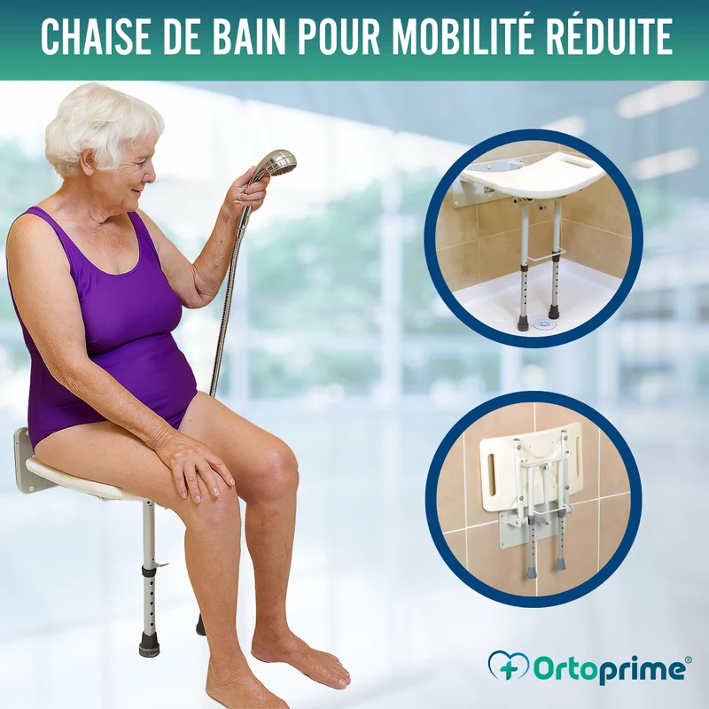 Tabouret Mural Pliable pour Douches | 2 options de modèle