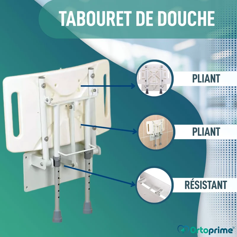 Tabouret Mural Pliable pour Douches | 2 options de modèle