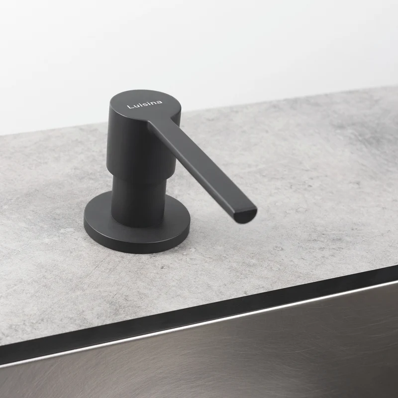 Distributeur savon cuisine encastrable Luisina inox revêtement PVD noir mat