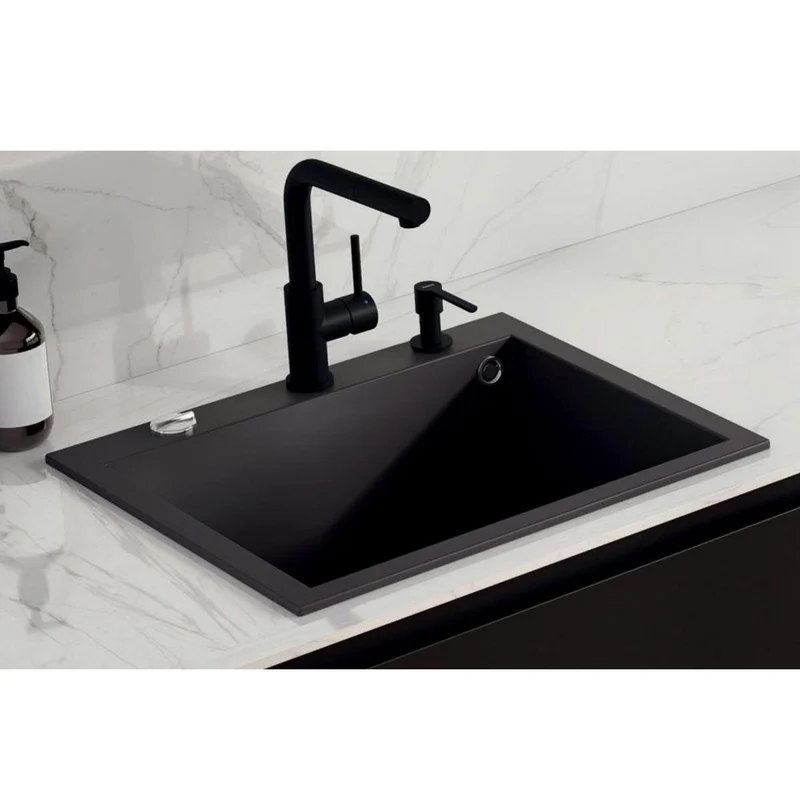 Distributeur savon cuisine encastrable Luisina inox revêtement PVD noir mat
