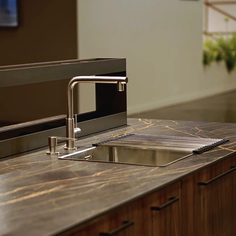 Distributeur savon cuisine encastrable Luisina inox massif