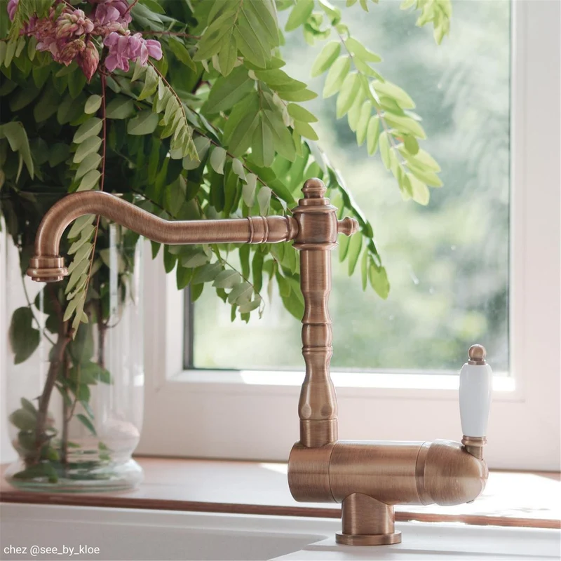 Robinet rabattable vintage laiton vieux bronze Paffoni GASTON