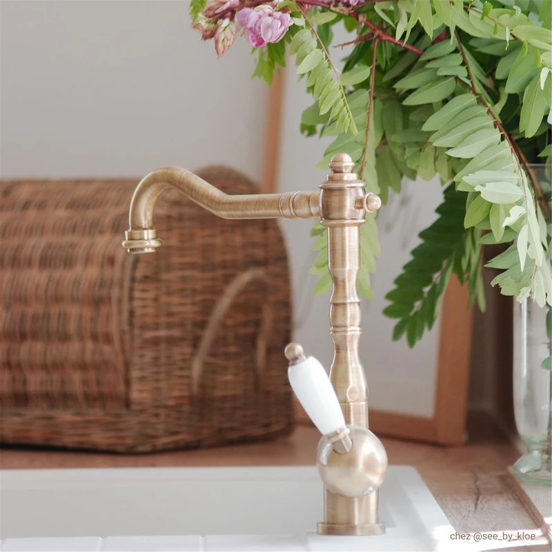 Robinet rabattable vintage laiton vieux bronze Paffoni GASTON