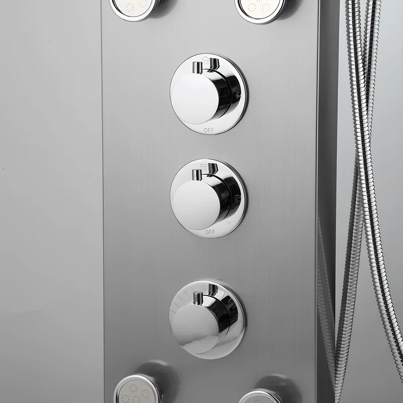 Colonne de Douche Hydromassante en Nickel Brossé