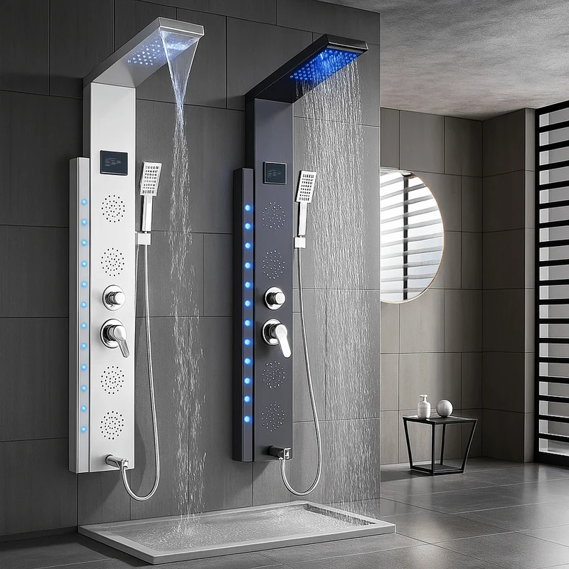 Colonne de Douche Hydromassante LED Inox