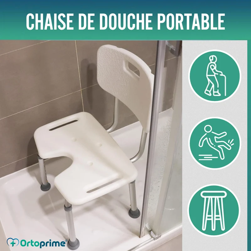 Chaise de Douche pour Personnes âgées avec Siège en U et Hauteur Réglable