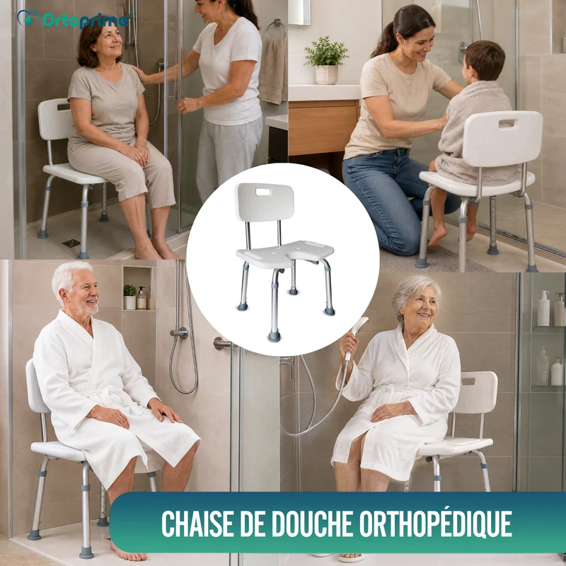 Chaise de Douche pour Personnes âgées avec Siège en U et Hauteur Réglable
