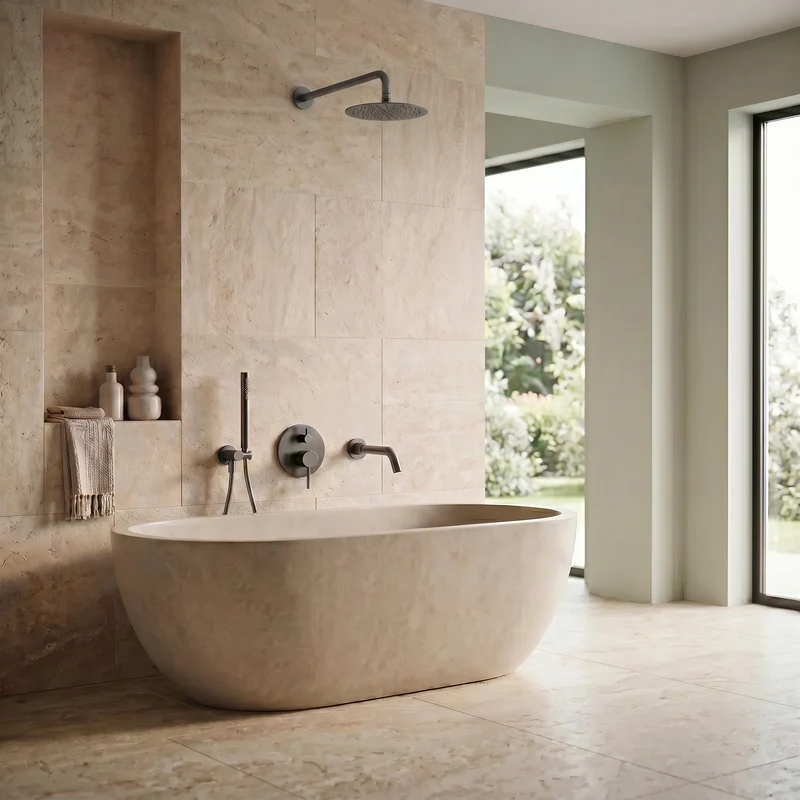 Kit de bain et douche encastré gris brossé