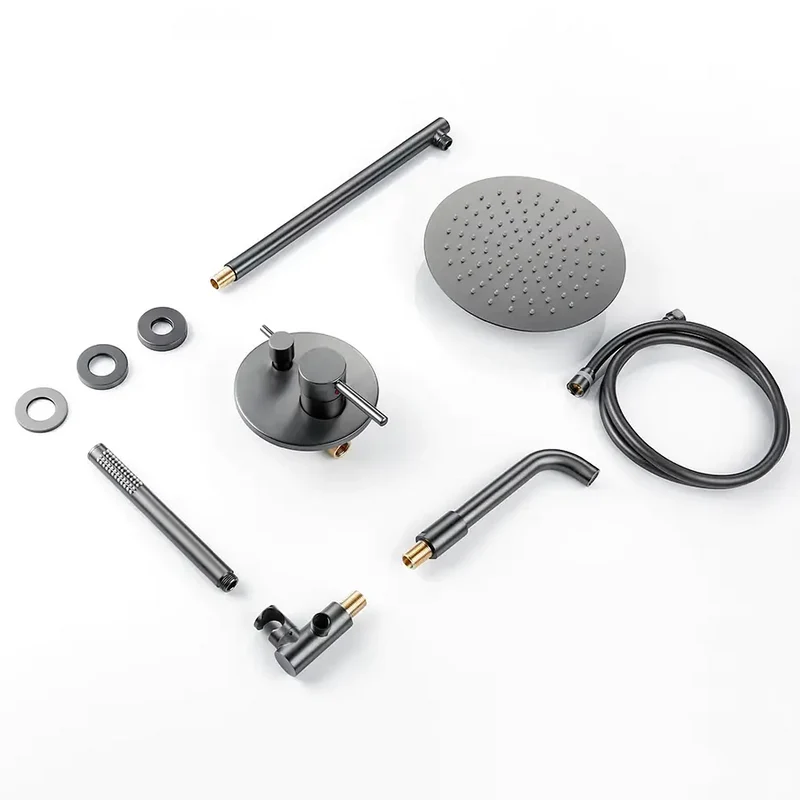 Kit de bain et douche encastré gris brossé