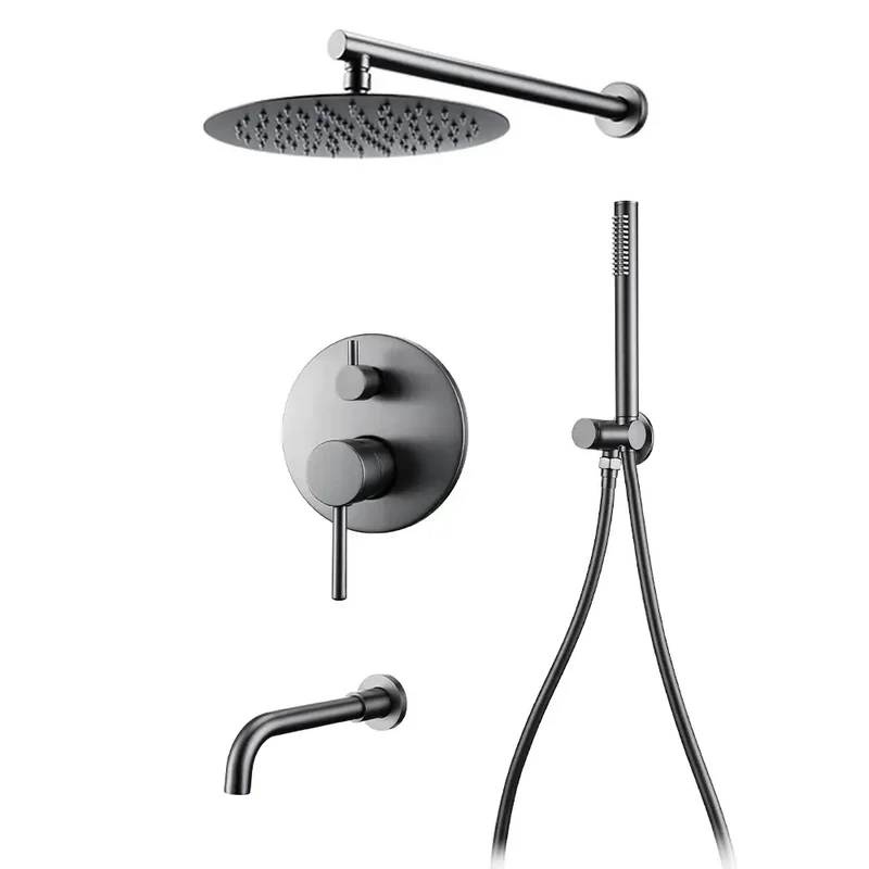 Kit de bain et douche encastré gris brossé