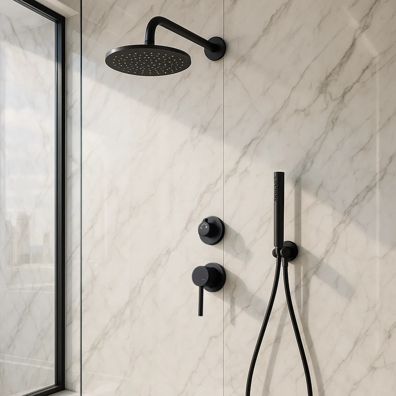 Colonne de douche encastrable noir mate