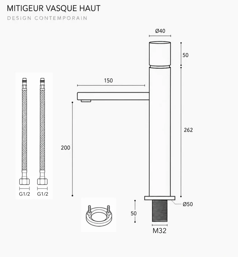 Mitigeur XL vasque or brossé