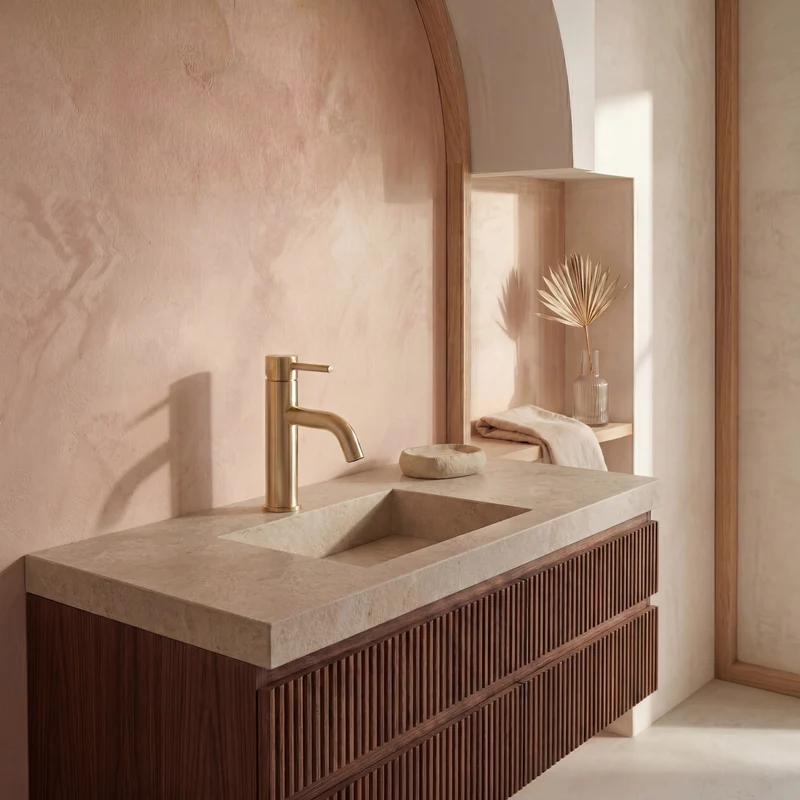 Mitigeur de salle de bain or brossé