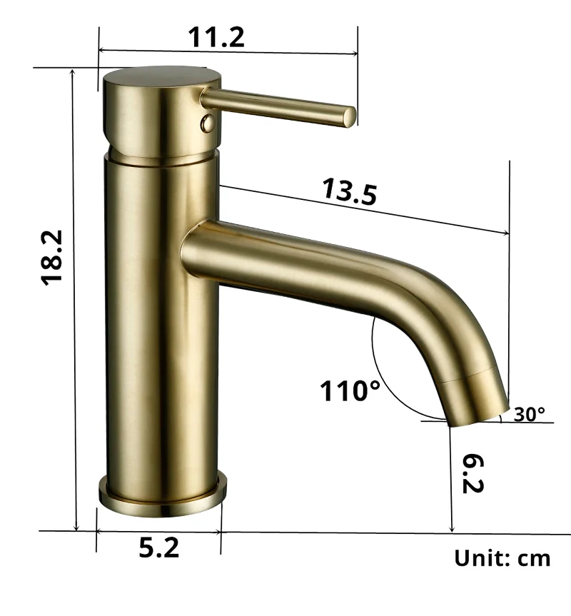 Mitigeur de salle de bain or brossé