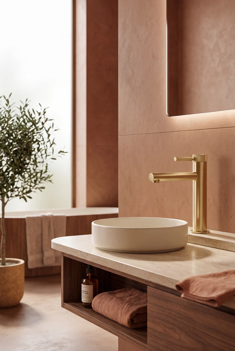 Mitigeur de lavabo or brossé