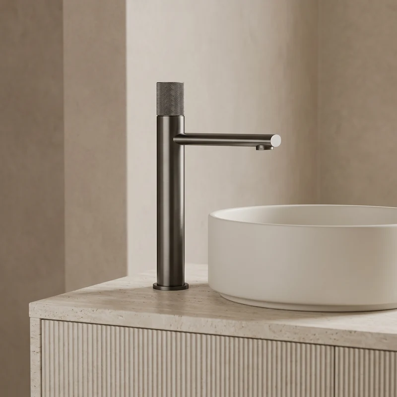 Mitigeur XL pour vasque gris brossé