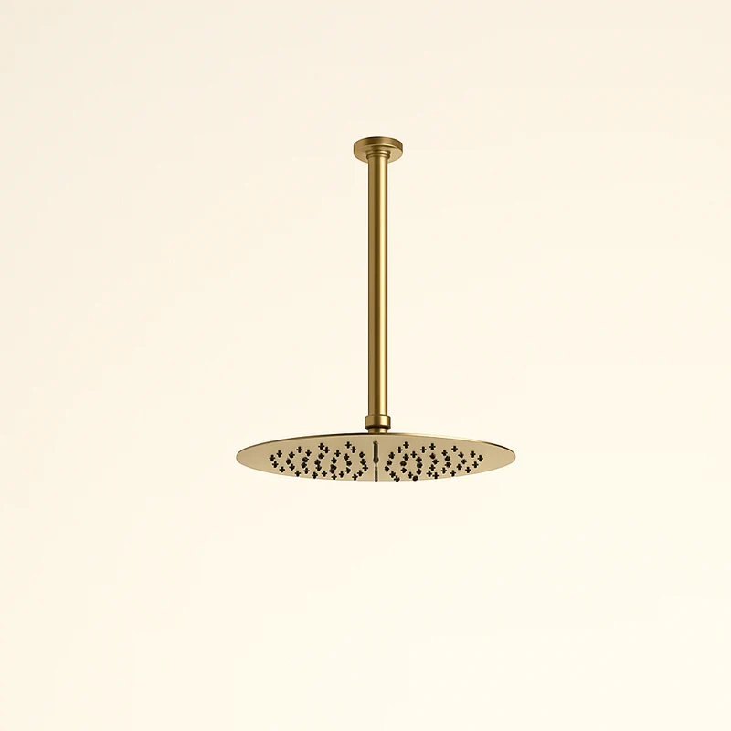 Colonne de douche thermostatique encastrée or brossé