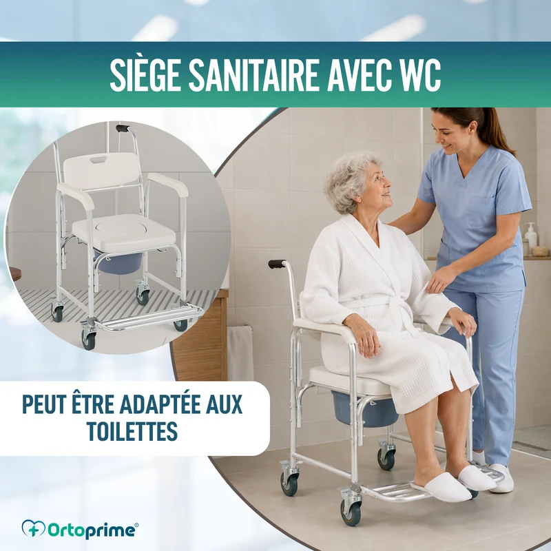 Chaise de douche WC avec Pieds Rabattables